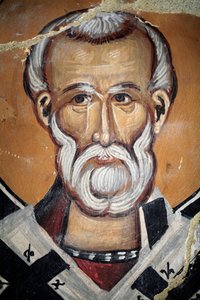 Byzantijns fresco uit de 15e eeuw (detail), Sint Nicolaas, Michael Archangel Kapel, Galata dorp, Cyprus door Unknown